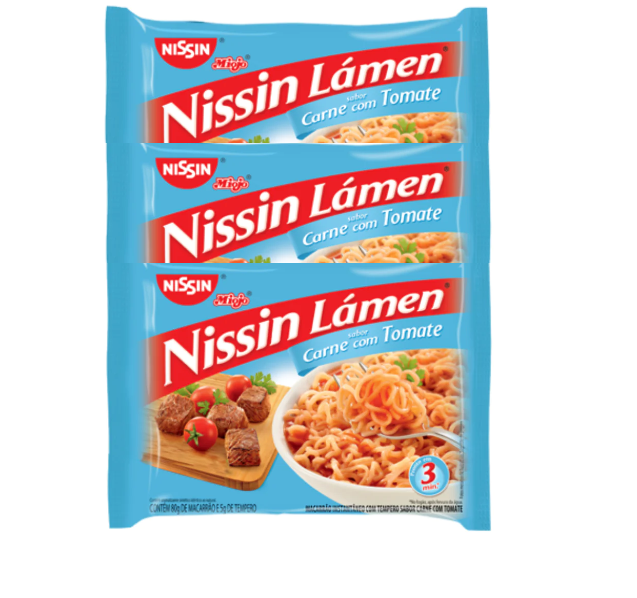 Nissin Lámen Sabor Carne com Tomate (3x85g)